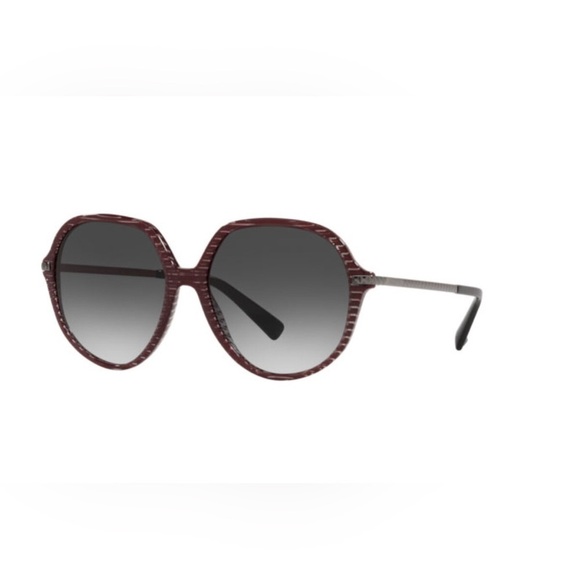 Valentino Sunglasses Women's Striped‎ Red Black Gradient Grey 57mm - Picture 1 of 9